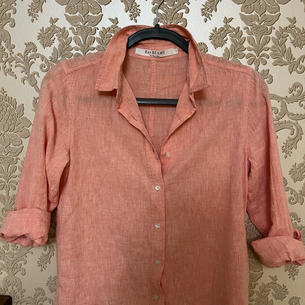 Linen blend shirt coral size XS